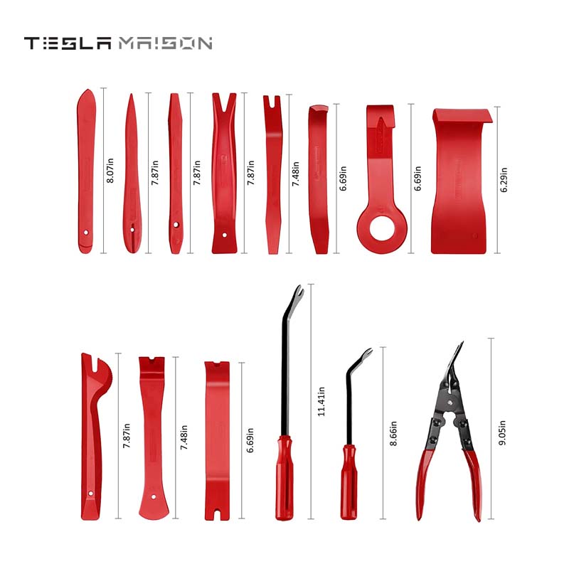 38-Piece Trim Removal Tool Kit For Tesla Interiors And Exterior Demolition -38 PCS RED---Tesla Maison