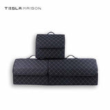 Multipurpose Collapsible Car Trunk Storage Organizer - Black With Beige Stitching
