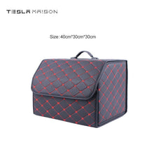 Load image into Gallery viewer, Multipurpose Collapsible Car Trunk Storage Organizer - Black With Red Stitching -Medium---Tesla Maison