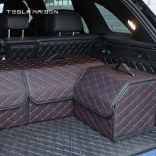 Load image into Gallery viewer, Multipurpose Collapsible Car Trunk Storage Organizer - Black With Red Stitching -Small---Tesla Maison