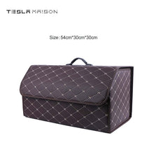 Load image into Gallery viewer, Multipurpose Collapsible Car Trunk Storage Organizer - Brown With Beige Stitching -Large---Tesla Maison