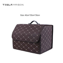 Load image into Gallery viewer, Multipurpose Collapsible Car Trunk Storage Organizer - Brown With Beige Stitching -Medium---Tesla Maison