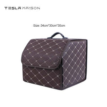 Load image into Gallery viewer, Multipurpose Collapsible Car Trunk Storage Organizer - Brown With Beige Stitching -Small---Tesla Maison