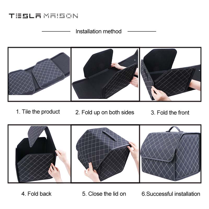 Multipurpose Collapsible Car Trunk Storage Organizer - Brown With Beige Stitching -Small---Tesla Maison
