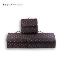 Load image into Gallery viewer, Multipurpose Collapsible Car Trunk Storage Organizer - Brown With Beige Stitching -Small---Tesla Maison