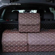 Load image into Gallery viewer, Multipurpose Collapsible Car Trunk Storage Organizer - Brown With Beige Stitching -Small---Tesla Maison