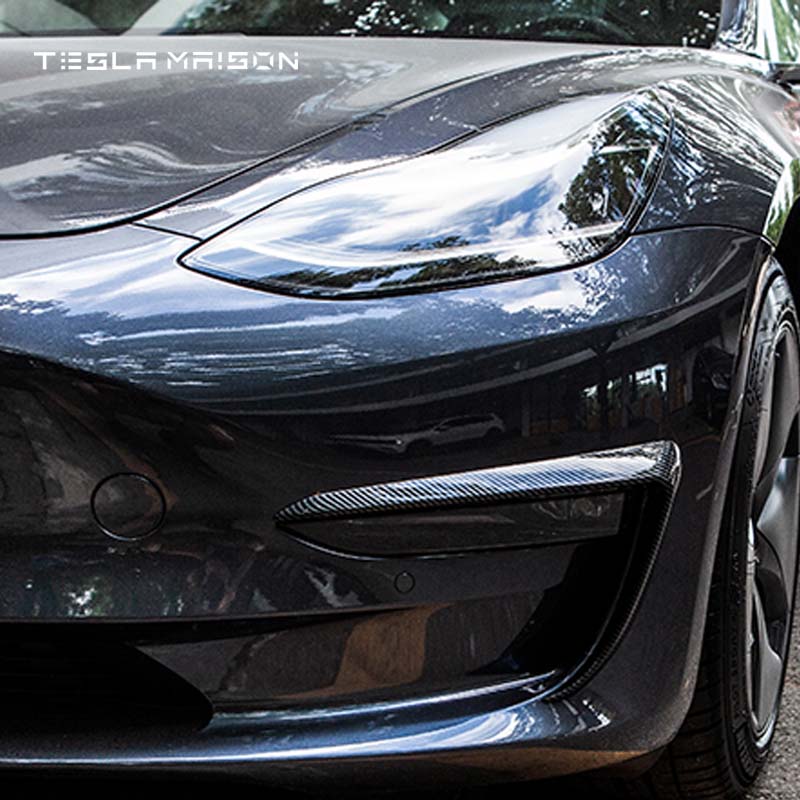 Tesla Model 3 ( 2017-2021 ) Front Blade Trim Sticker -Glossy Carbon---Tesla Maison