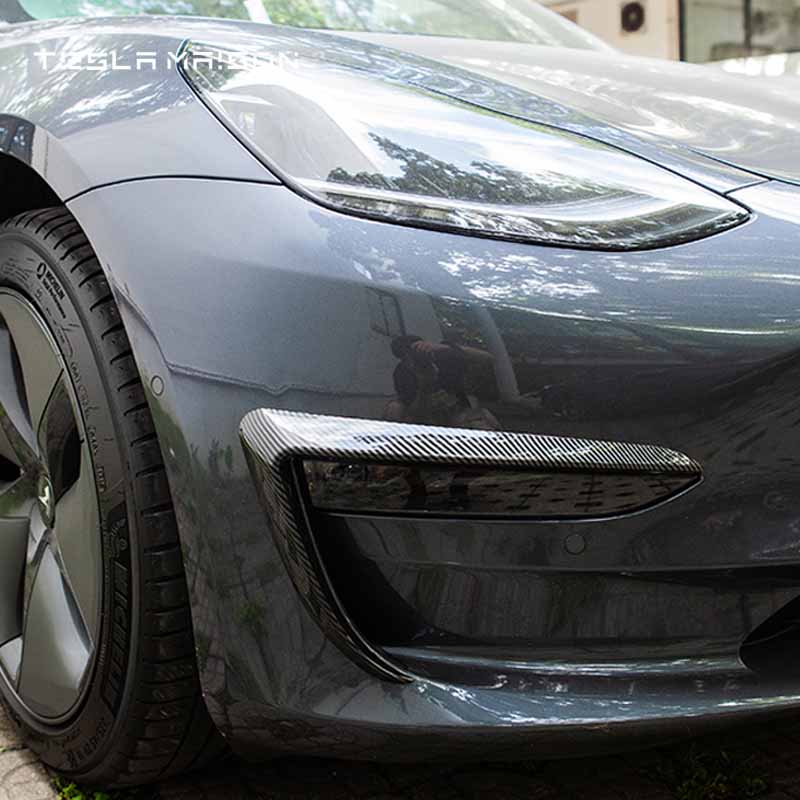 Tesla Model 3 ( 2017-2021 ) Front Blade Trim Sticker -Glossy Carbon---Tesla Maison