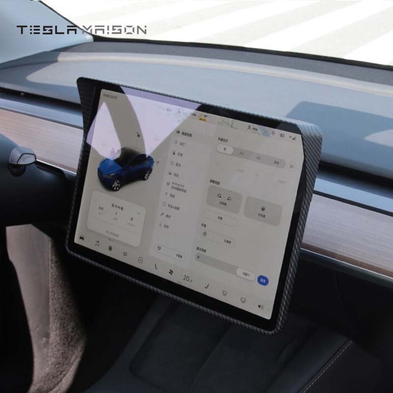 Tesla Model 3 and Model Y Central Console Screen Sunshade Frame -Glossy carbon---Tesla Maison