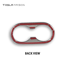 Load image into Gallery viewer, Tesla Model 3 and Model Y Three Rear Seat Cup Holder Trim Cover -Carbon Fiber-Tesla Model 3 &amp; Tesla Model Y--Tesla Maison