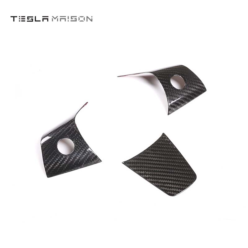 Tesla Model 3 & Model Y Steering Wheel Carbon Fiber Trim Frame -Glossy Carbon---Tesla Maison