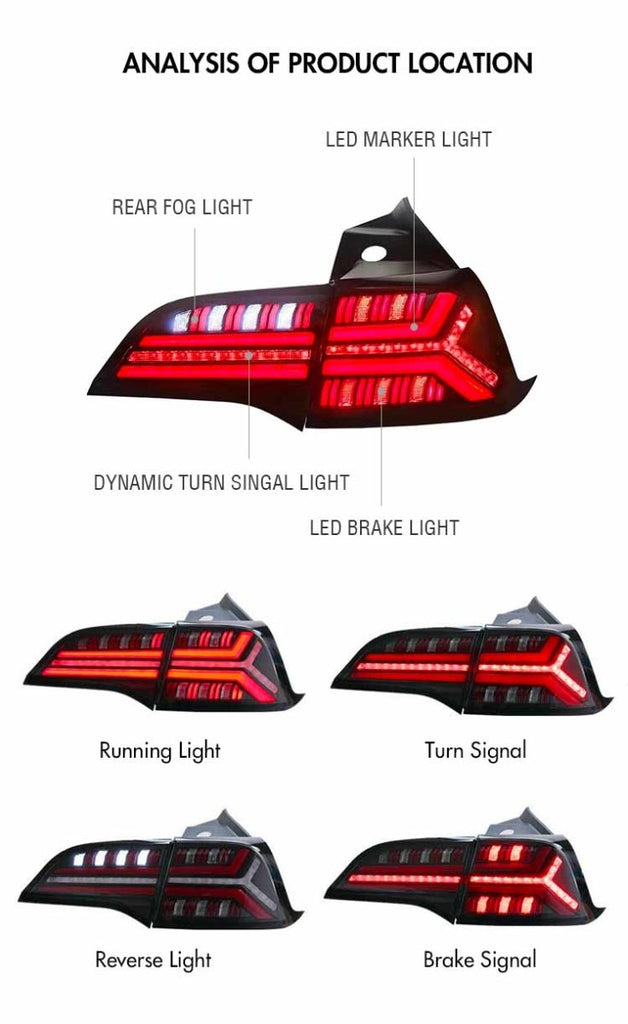 Tesla Model 3 & Tesla Model Y Taillights With Sequential Indicators ----Tesla Maison