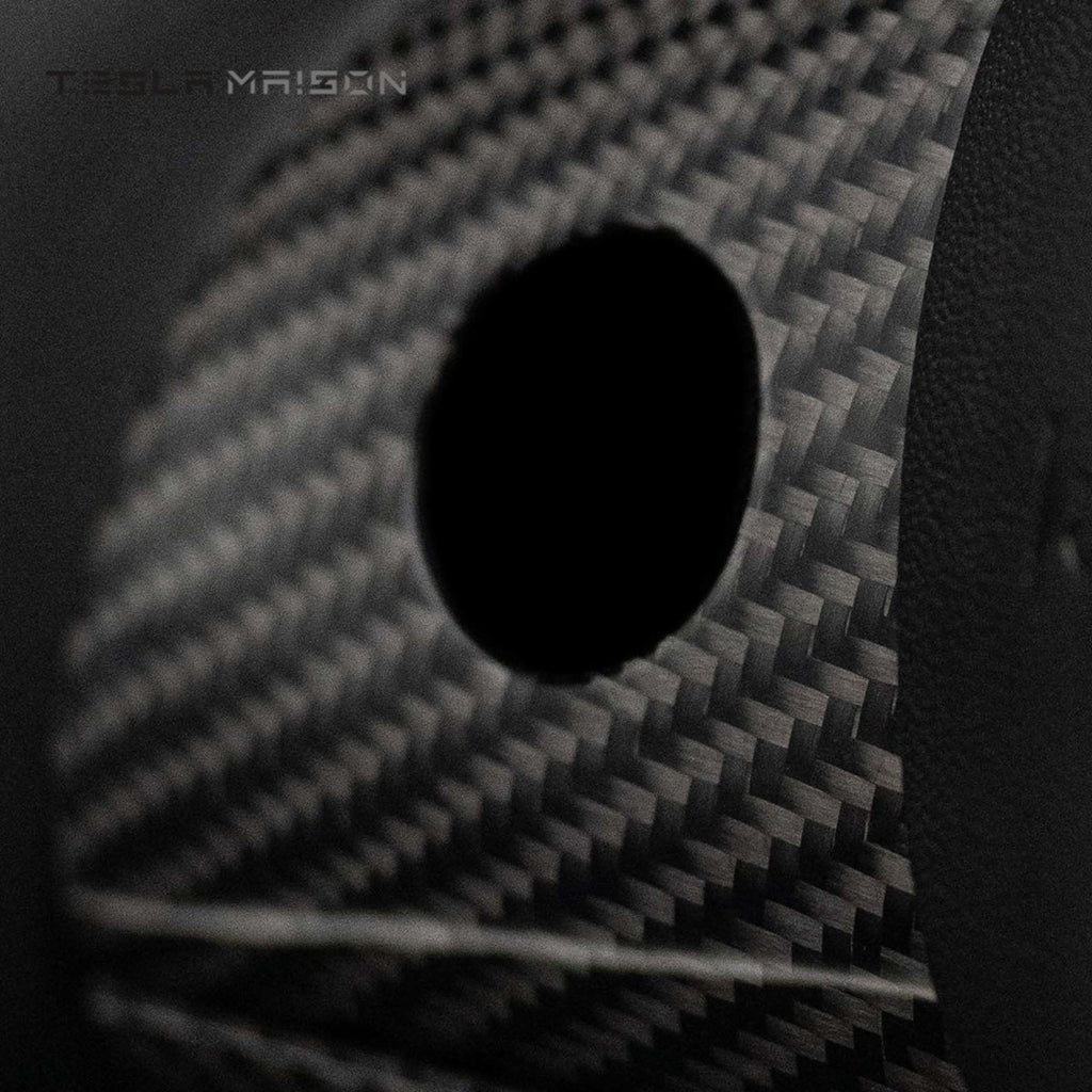 Tesla Model 3 Yoke Steering Wheel Black Leather Gloss Carbon Full Panel -Yes （ +$69.00 ）-With ( +$50.00 )-One Side-Tesla Maison