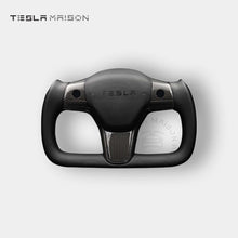 Load image into Gallery viewer, Tesla Model 3 Yoke Steering Wheel Black Leather Gloss Carbon Full Panel -Yes （ +$69.00 ）-With ( +$50.00 )-One Side-Tesla Maison