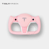 Tesla Model 3 Yoke Steering Wheel - Light Pink Leather and Upper Panel