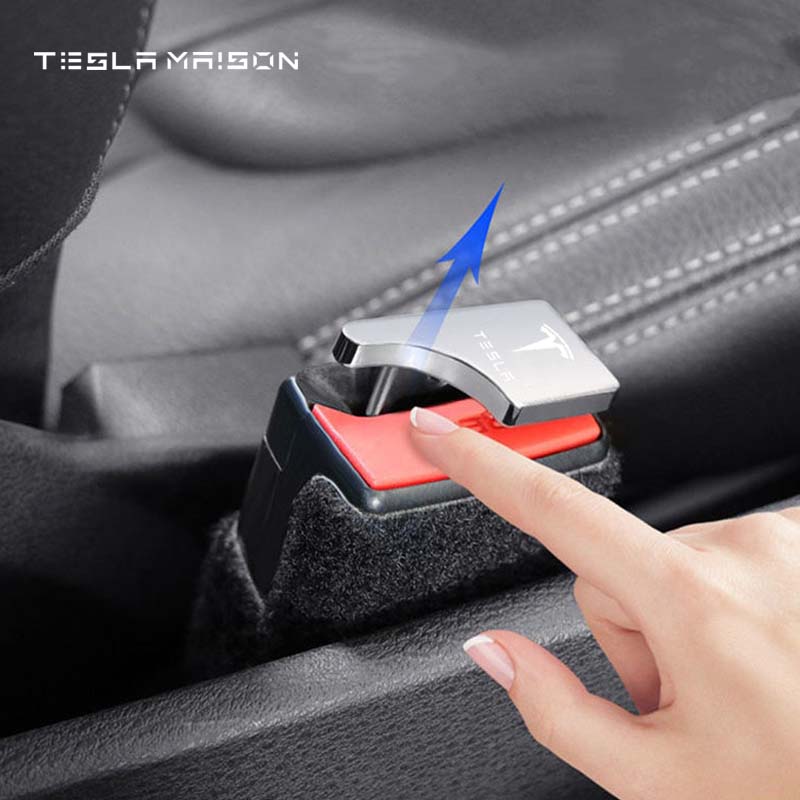 Tesla Model 3/S/X/Y Car Seat Belt Lock Buckle Decoration Clip -Silver---Tesla Maison