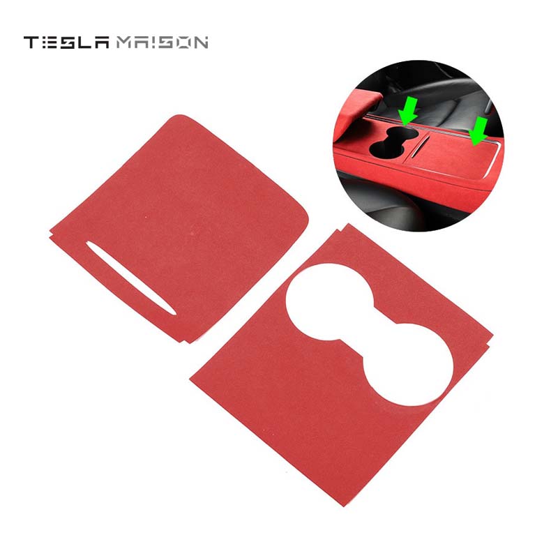 Tesla Model 3/Y 2021- 2022 Premium Suede Center Console Trim Wrap -RED---Tesla Maison