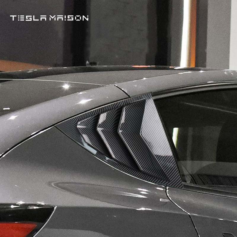 Tesla Model Y 2021-2022 Creative Rear Triangle Window Stickers ( 2 Pieces ) -2pcs Bright carbon---Tesla Maison