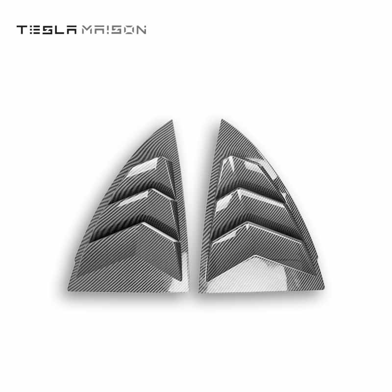 Tesla Model Y 2021-2022 Creative Rear Triangle Window Stickers ( 2 Pieces ) -2pcs Bright carbon---Tesla Maison