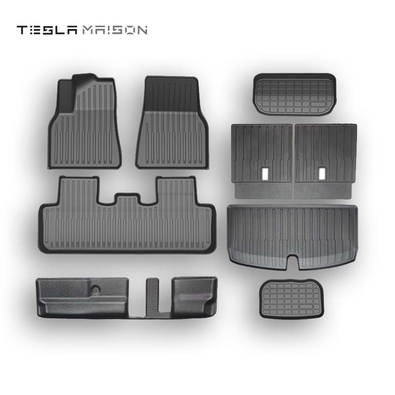 Tesla Model Y 7-Seat All Weather TPE Left Rudder Floor Mats Set -Fll Set - 8pcs-Tesla Model Y 7-Seat (Left Hand Drive)--Tesla Maison