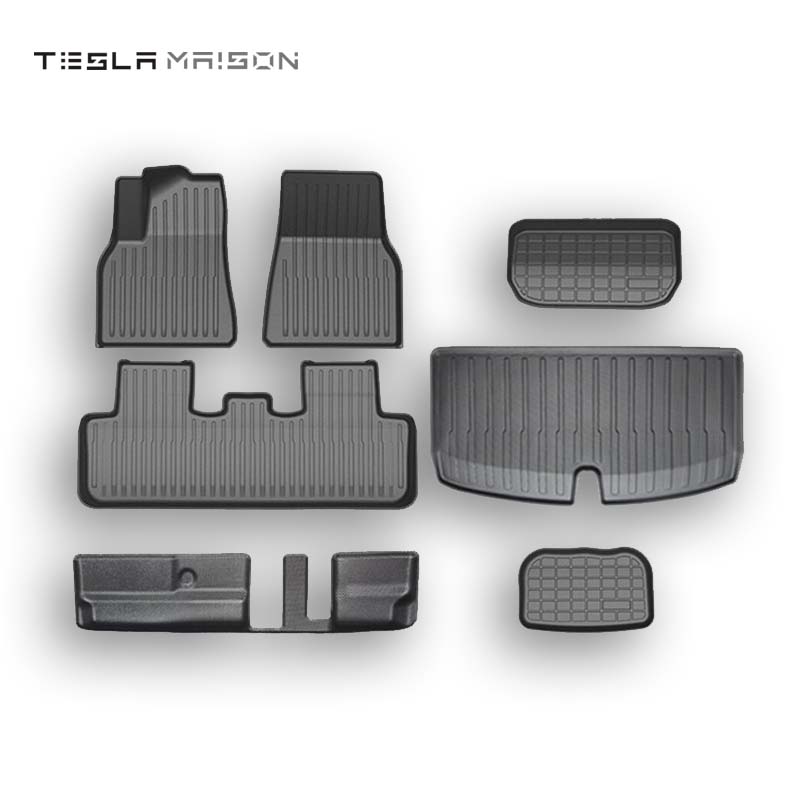 Tesla Model Y 7-Seat All Weather TPE Left Rudder Floor Mats Set -Floor Mats & Trunk Mats - 7pcs-Tesla Model Y 7-Seat (Left Hand Drive)--Tesla Maison