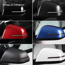 Load image into Gallery viewer, Tesla Model Y Mirror Cover With LED Turn Signal Rear View Mirror Cover -Gloss Carbon Fiber---Tesla Maison