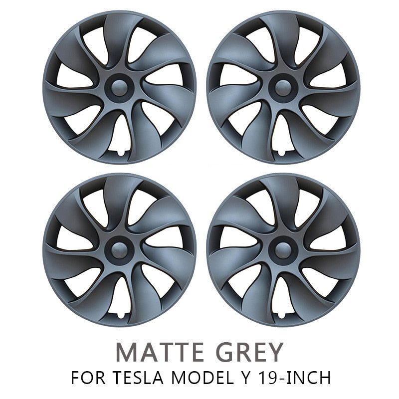 Tesla Model Y Wheel Cover Trim Hub Caps - 19" inch (4 Pcs) - Style 2 Matte Gray ----Tesla Maison