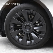 Load image into Gallery viewer, Tesla Model Y Wheel Trim Hub Caps - 19&quot; inch (4 Pcs) - Style 6 With Logo Matte Black ----Tesla Maison